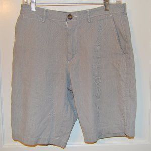 Merona Tailored Fit Chino Shorts (30 Waist) (Grey and White Stripes)